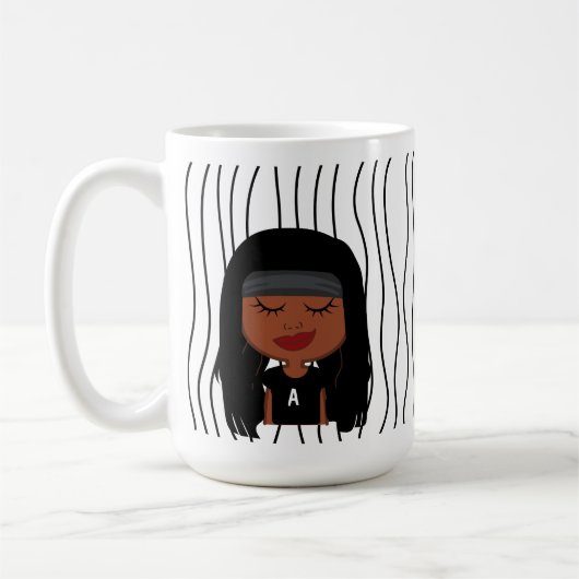 Niedliche Smirking Frau Stripte Tasse. Such dir au Kaffeetasse (Links)