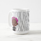 Niedliche Smirking Frau Stripte Tasse. Such dir au Kaffeetasse (Vorderseite Links)