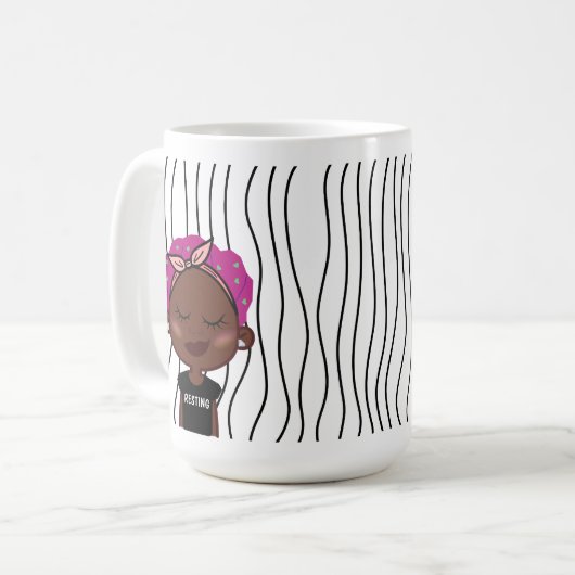 Niedliche Smirking Frau Stripte Tasse. Such dir au Kaffeetasse (Vorderseite Links)