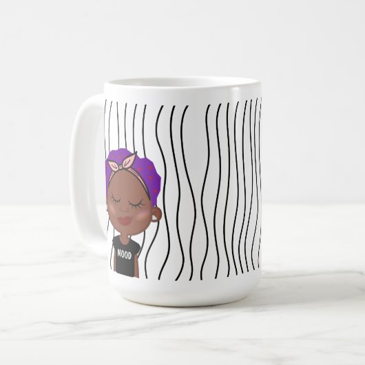 Niedliche Smirking Frau Stripte Tasse. Such dir au Kaffeetasse (Vorderseite Links)