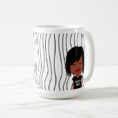Niedliche Smirking Frau Stripte Tasse. Such dir au Kaffeetasse (VorderseiteRechts)