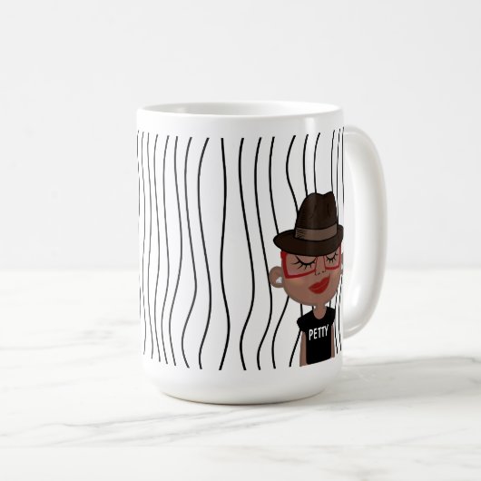 Niedliche Smirking Frau Stripte Tasse. Such dir au Kaffeetasse (VorderseiteRechts)