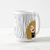 Niedliche Smirking Frau Stripte Tasse. Suchen Kaffeetasse (VorderseiteRechts)