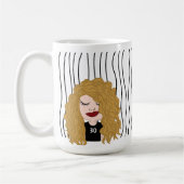 Niedliche Smirking Frau Stripte Tasse. Suchen Kaffeetasse (Links)