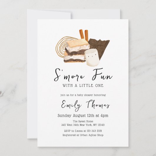 Niedliche S'more Fun Baby Dusche Einladung (Vorderseite)