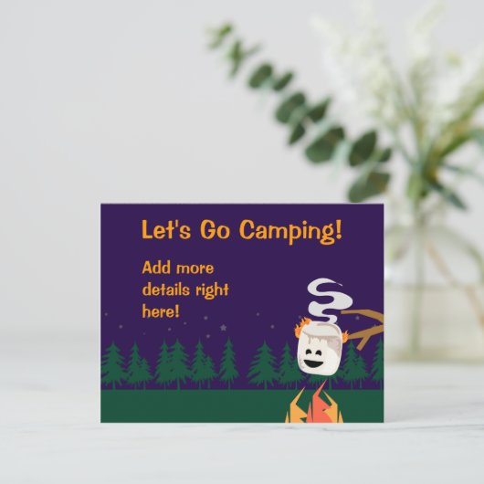 Niedliche Smores Camping Reise oder Party Einladung (Stehend Vorderseite)