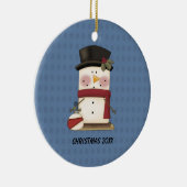 Niedliche S'mores Snowman-Weihnachtsverzierung Keramik Ornament (Rechts)