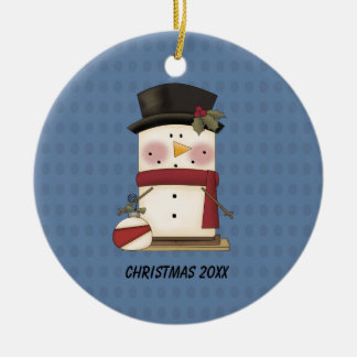 Niedliche S'mores Snowman-Weihnachtsverzierung Keramik Ornament