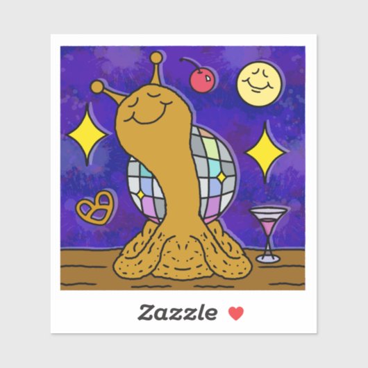 Niedliche Snail Disco Ball Happy New Year Vinyl Aufkleber (Blatt)