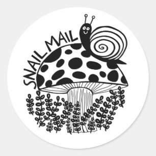 Niedliche SNAIL MAIL Mushroom KUSTIVIEREN IT Runder Aufkleber