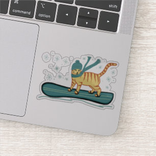 Niedliche Snowboard Tabby Aufkleber