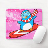 Niedliche Snowboardingpenguin-Mausunterlage Mousepad (Mit Mouse)