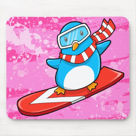 Niedliche Snowboardingpenguin-Mausunterlage Mousepad (Vorne)