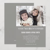 Niedliche Snowflake Gray Hochzeit Foto Einladungen (Vorne/Hinten)