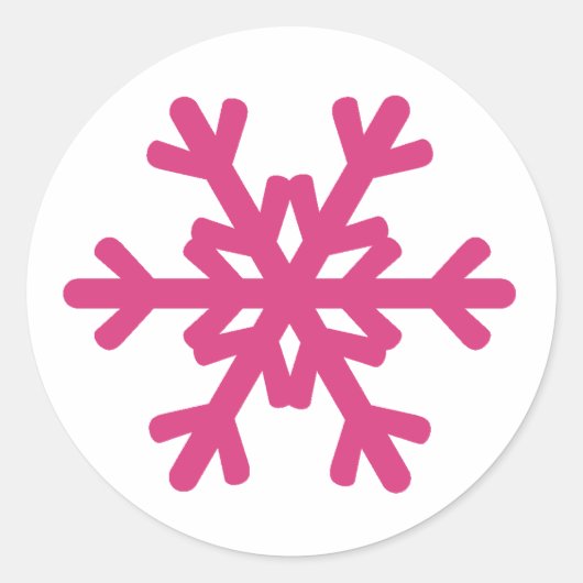 Niedliche Snowflake Hot Pink Winterkleber Runder Aufkleber (Vorderseite)
