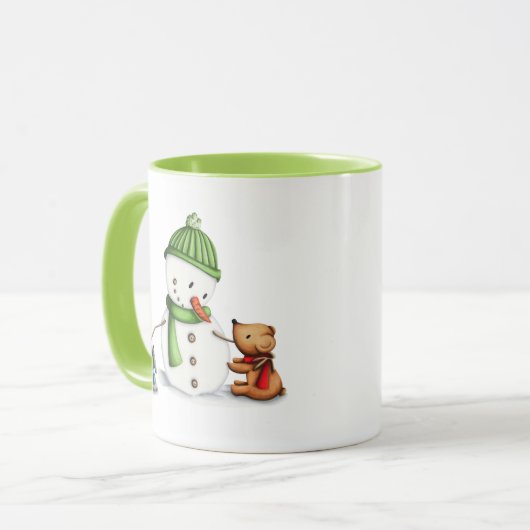 Niedliche Snowman Animals Tasse (Vorderseite Links)