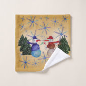 Niedliche Snowman Art Badhandtuch Set (Waschlappen)