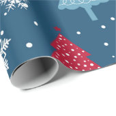 Niedliche Snowman-Bäume Aquarell Weihnachten Geschenkpapier (Rolleneckpunkt)