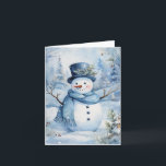 Niedliche Snowman Blue Hat und Scarf Blume Leere Karte<br><div class="desc">Schneemann in blauer Hut und Schal genießen diesen kalten Wintertag.</div>