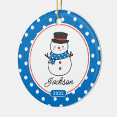 Niedliche Snowman Boys 2 Foto Keramik Ornament (Links)