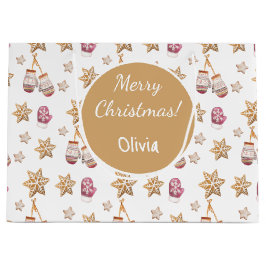 Niedliche Snowman Cookies Monogramm Große Geschenktüte