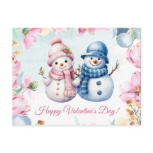 Niedliche Snowman Couple Happy Valentine's Day Car