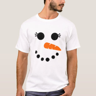 Niedliche Snowman-Face für Damen Girls Eyelashes  T-Shirt