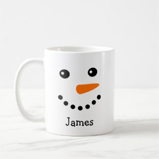 Niedliche Snowman Face Personalisiert Name Tasse