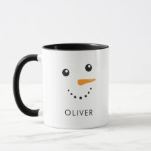 Niedliche Snowman Face-Tasse mit Black Handle