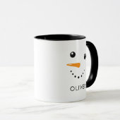 Niedliche Snowman Face-Tasse mit Black Handle Tasse (VorderseiteRechts)