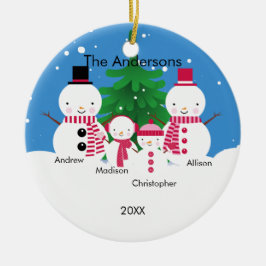 Niedliche Snowman-Familie Verzierung der Keramikornament