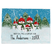 Niedliche Snowman-Familie zu fünf Weihnachten Große Geschenktüte (Rückseite)