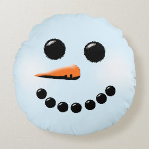 Niedliche Snowman-Gesichts-Winter-FeiertagSnowmen Rundes Kissen
