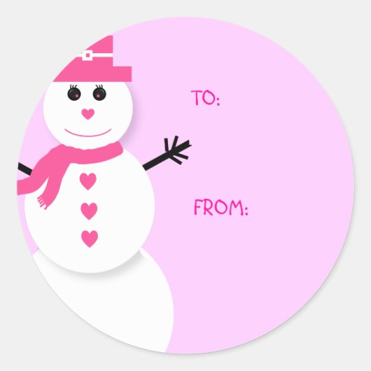 Niedliche Snowman-Gift-Tags Runder Aufkleber (Vorderseite)
