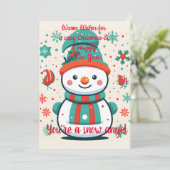 Niedliche Snowman Grußkarte Feiertagskarte (Stehend Vorderseite)