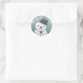 Niedliche Snowman Illustration Winterweihnachtsfes Runder Aufkleber (Tasche)