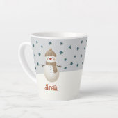 Niedliche Snowman Snowflakes Zeichnend Name Weihna Milchtasse (Linke Ecke)