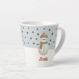 Niedliche Snowman Snowflakes Zeichnend Name Weihna Milchtasse