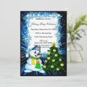 Niedliche Snowman Tree Weihnachtsfeier Party Einla Einladung (Stehend Vorderseite)
