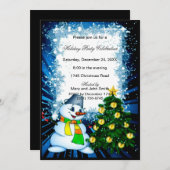 Niedliche Snowman Tree Weihnachtsfeier Party Einla Einladung (Vorne/Hinten)