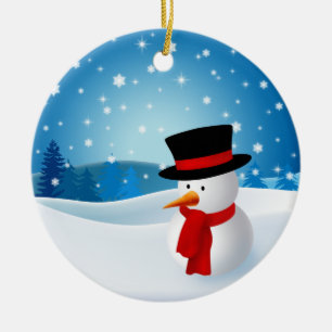 Niedliche Snowman-Verzierung Keramikornament
