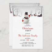 Niedliche Snowman Weihnachts-Party Einladung (Vorne/Hinten)