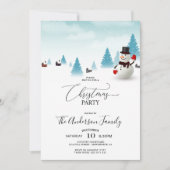 Niedliche Snowman Weihnachts-Party Einladung (Vorderseite)