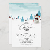 Niedliche Snowman Weihnachts-Party Einladung (Vorne/Hinten)