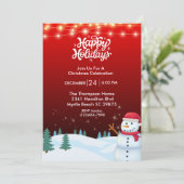 Niedliche Snowman Weihnachts-Party Einladung (Stehend Vorderseite)