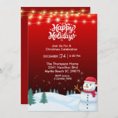 Niedliche Snowman Weihnachts-Party Einladung (Vorne/Hinten)