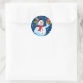 Niedliche Snowman Weihnachtsaufkleber Runder Aufkleber (Tasche)