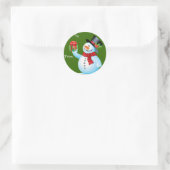 Niedliche Snowman Weihnachtsgeschenke Tags Runder Aufkleber (Tasche)