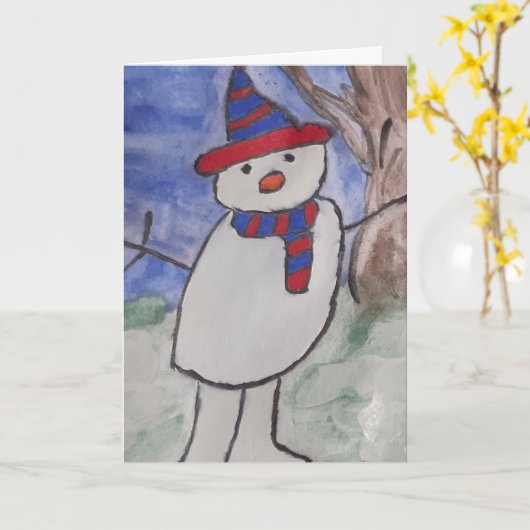 Niedliche Snowman Weihnachtskarte Karte (Gelbe Blume)