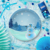 Niedliche Snowmanillustration Pappteller (Party)